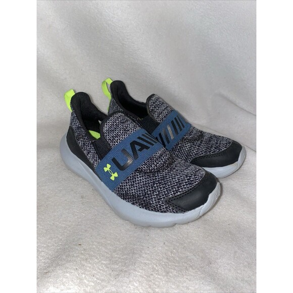boys under armour shoes size 1 Kids Slip On Gray Sneaker Gym Run - Picture 1 of 10